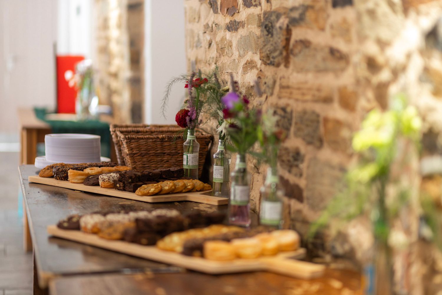 Wedding deserts on a distressed wooden table