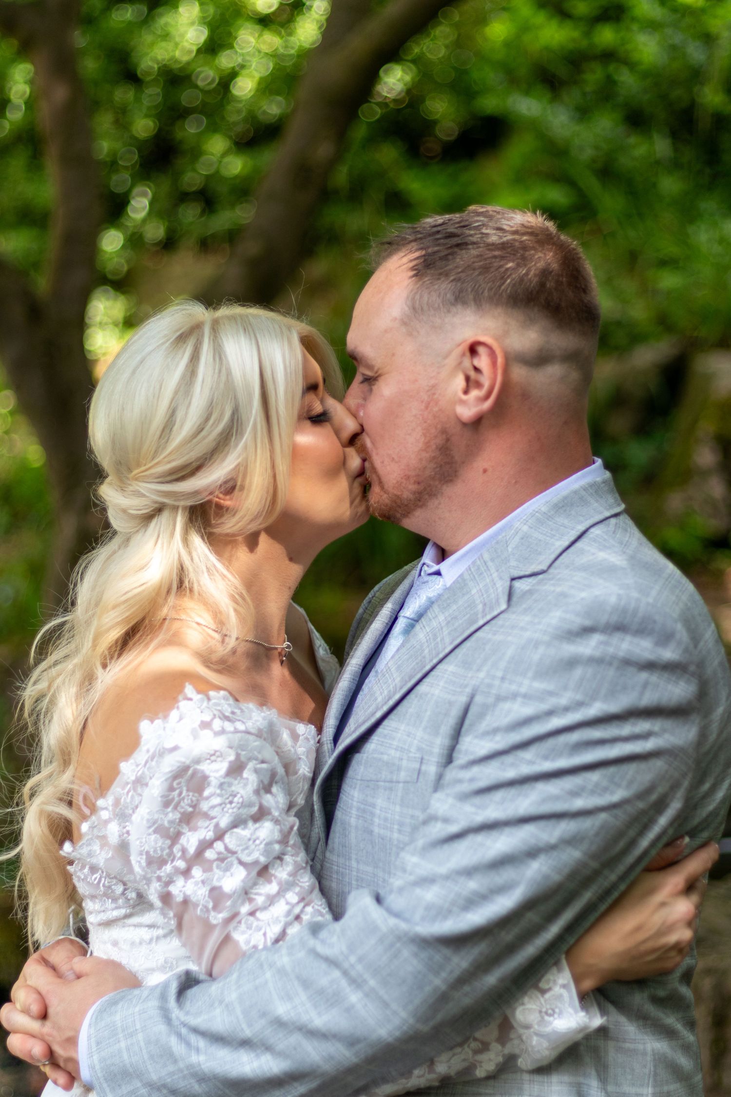 Bridge and groom kissing each other after Wedding