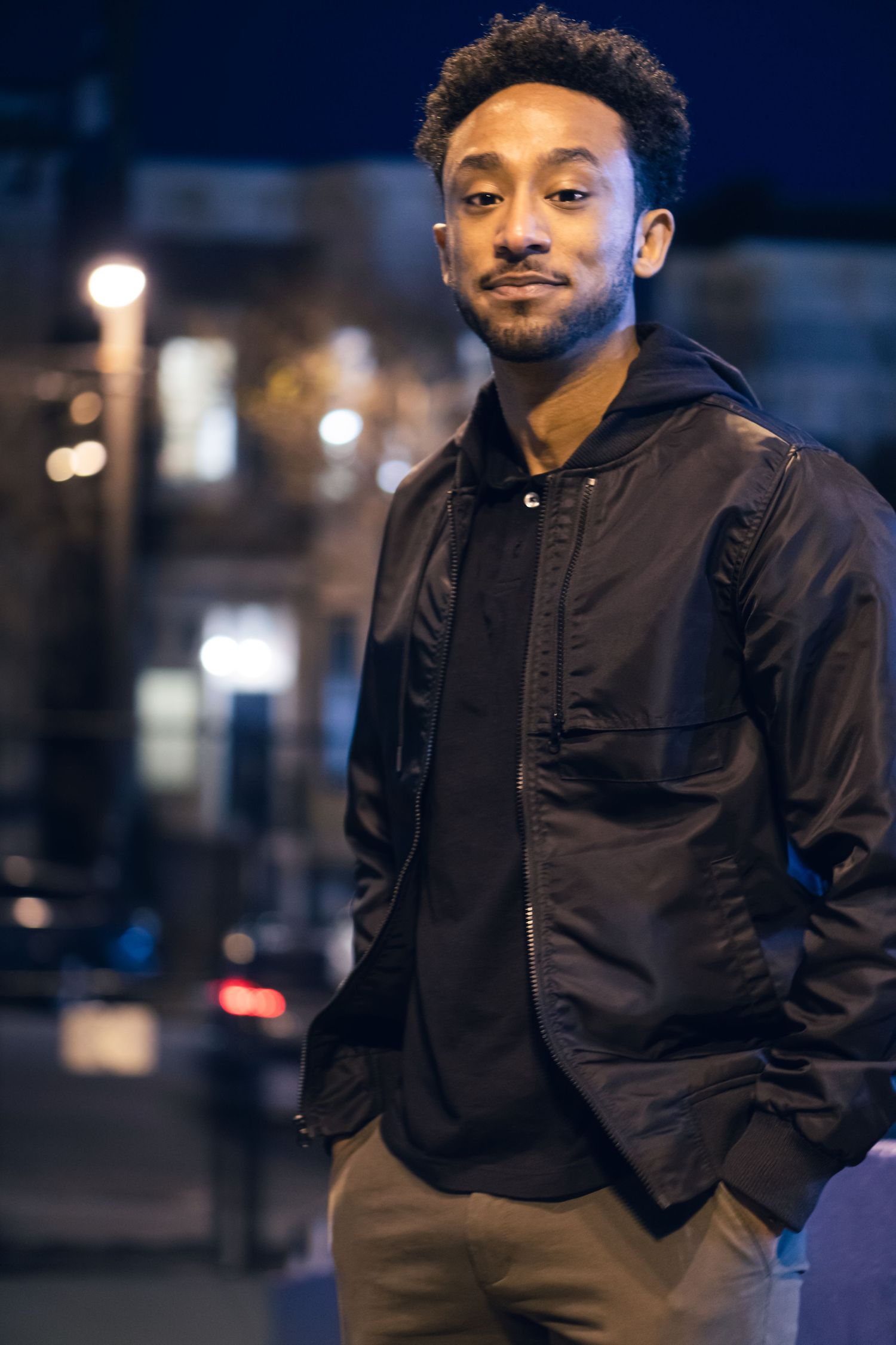 Lifestyle photography male city lights