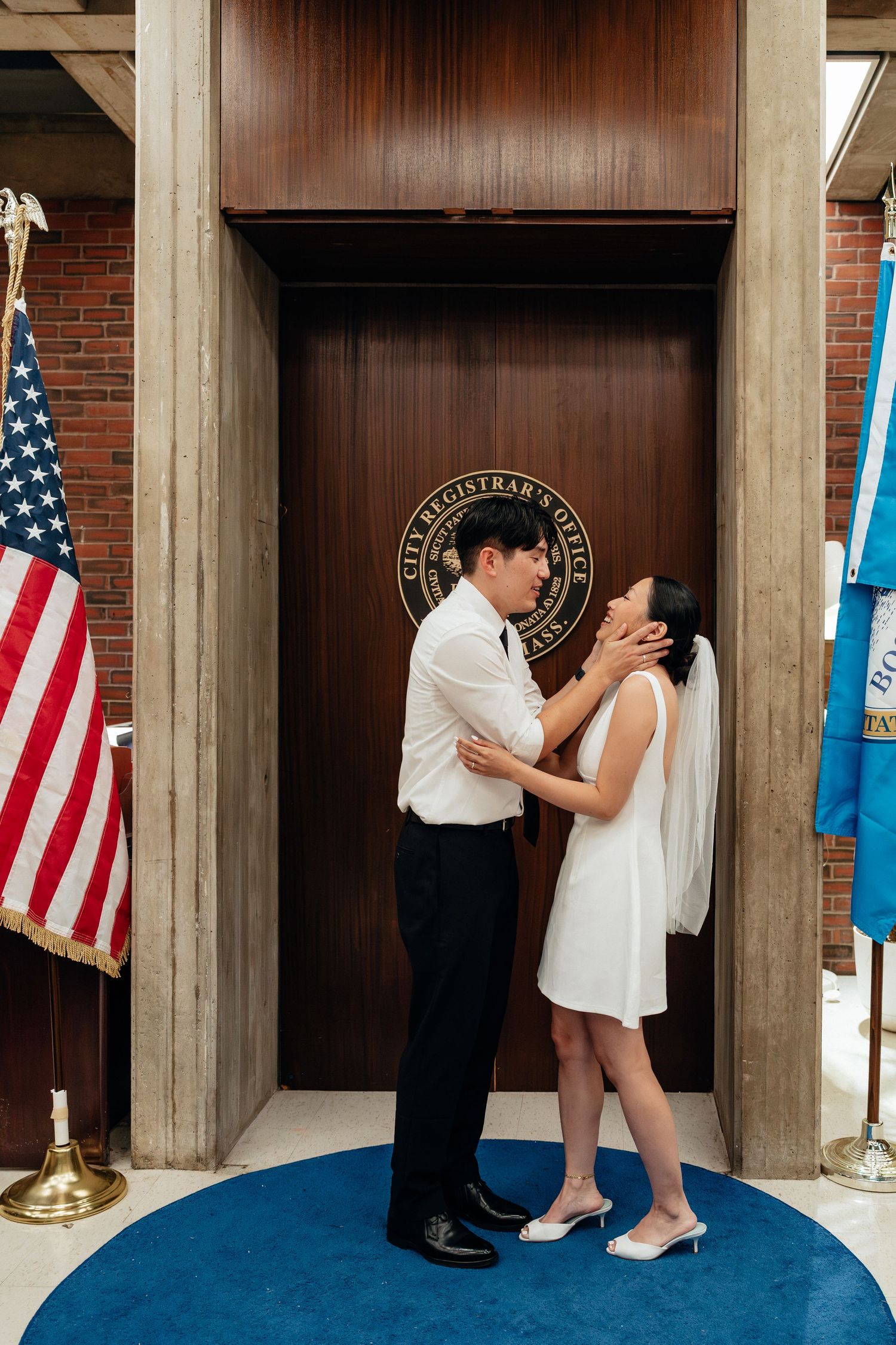 Multiple dance poses captured in a sequence showing a couple's romantic moments against a formal backdrop.