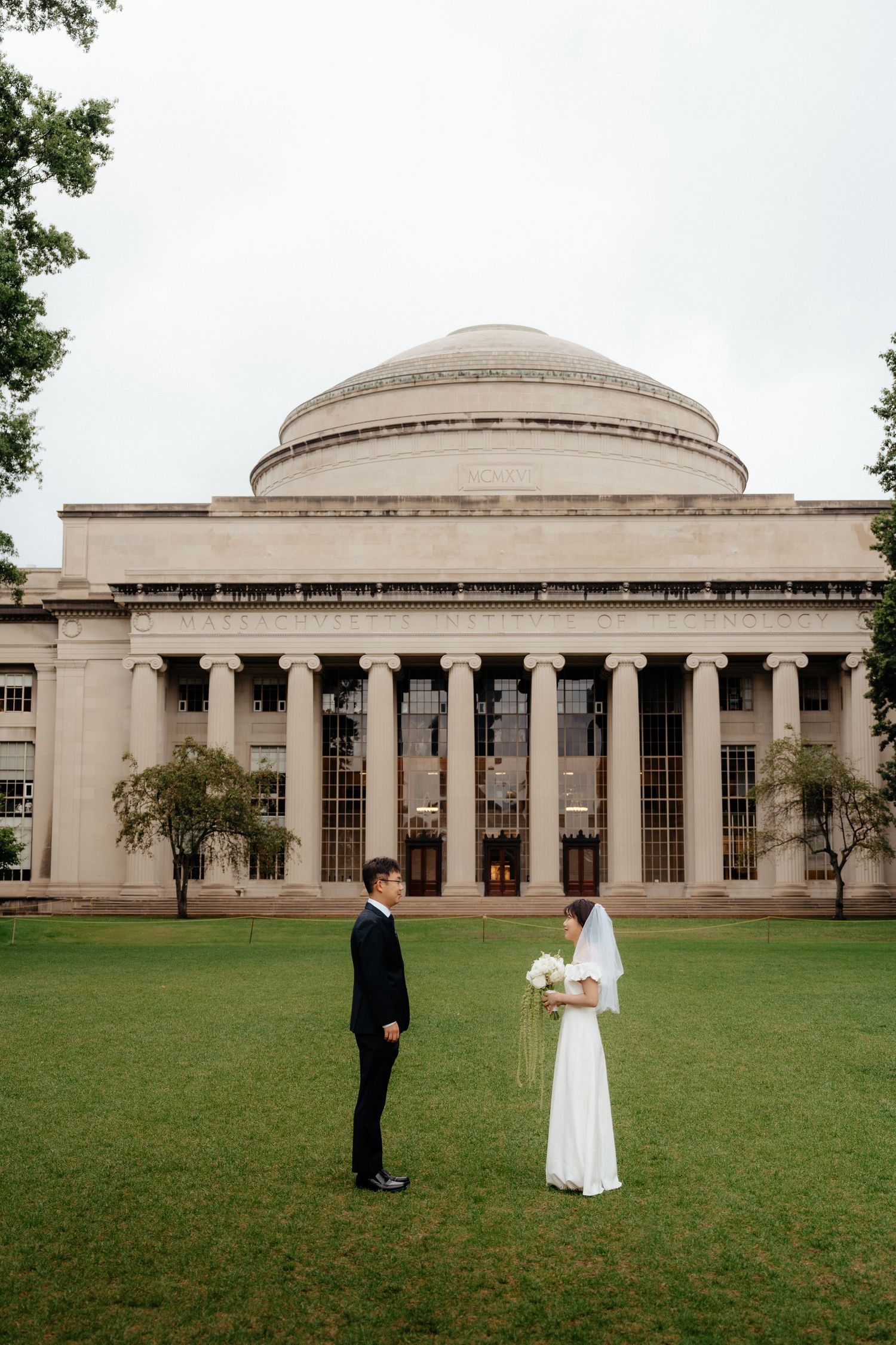 MIT campus engagement photos focusing on classical architecture and columns.