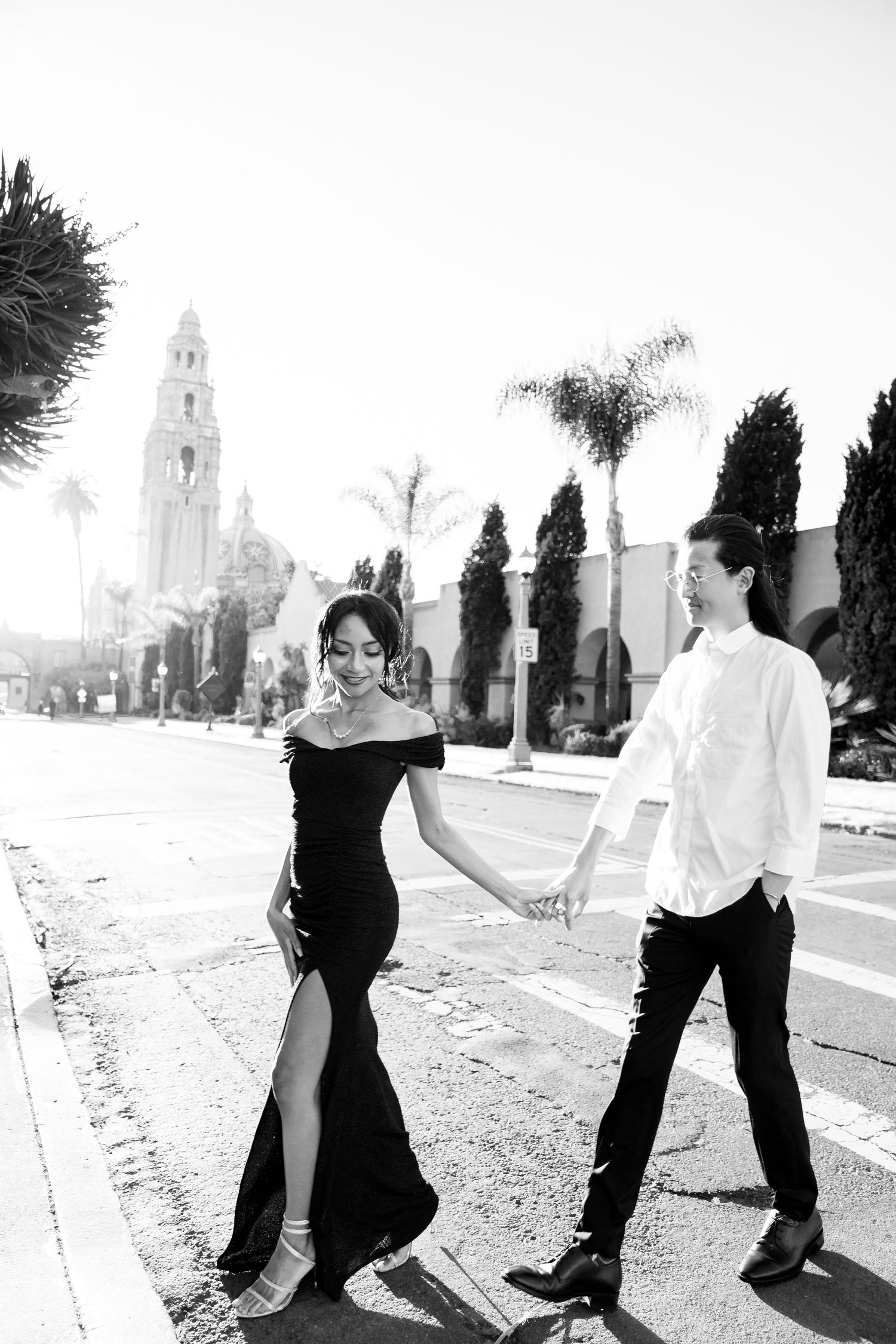 San Diego Edgy and Romantic Engagement Photos At Balboa Park for Engaged Couples in SOCAL