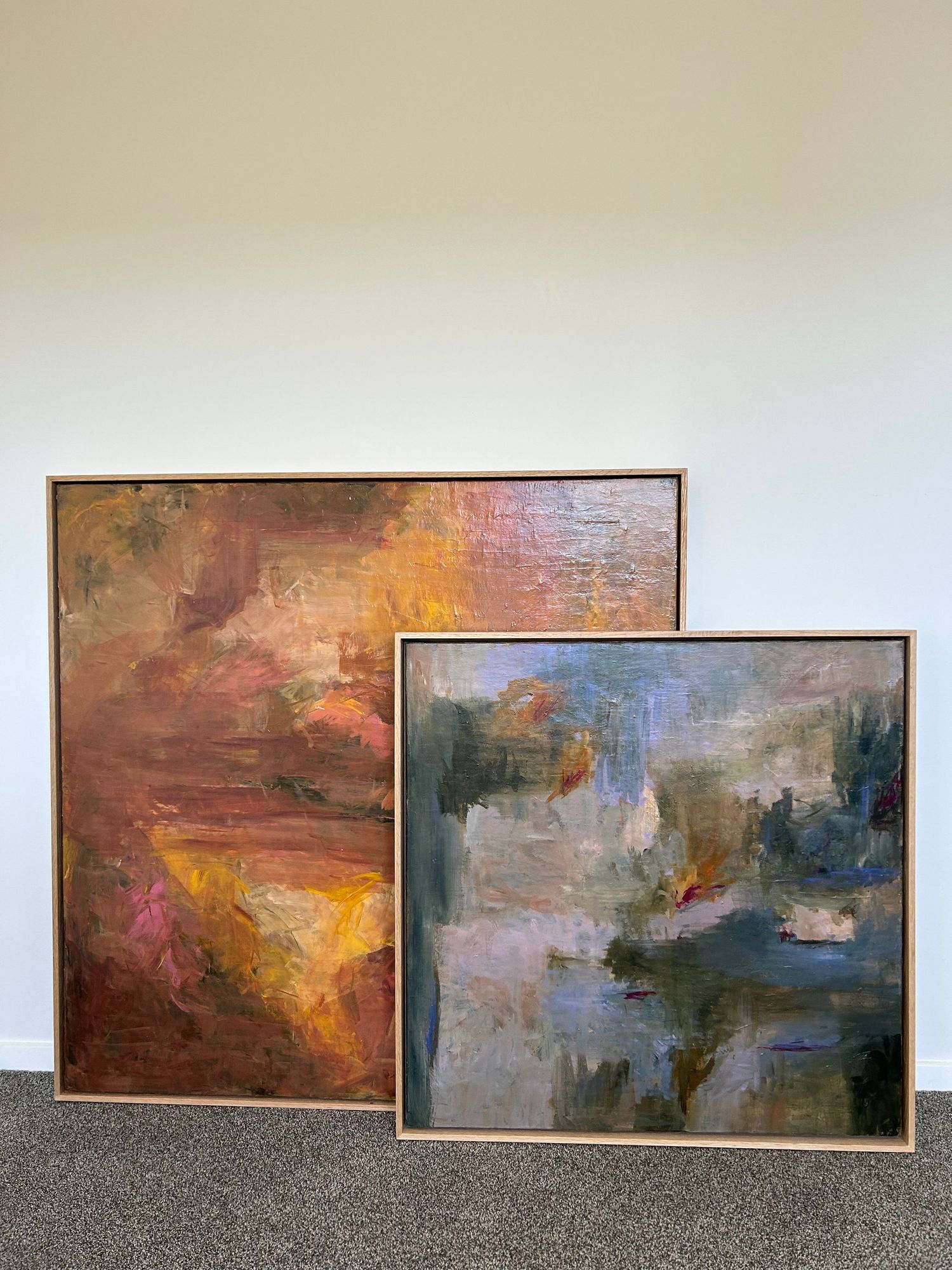 New Zealand art, affordable, modern, abstract, blue, monet, artist, emerging artist, bold, bright, muted, buy, large, framed