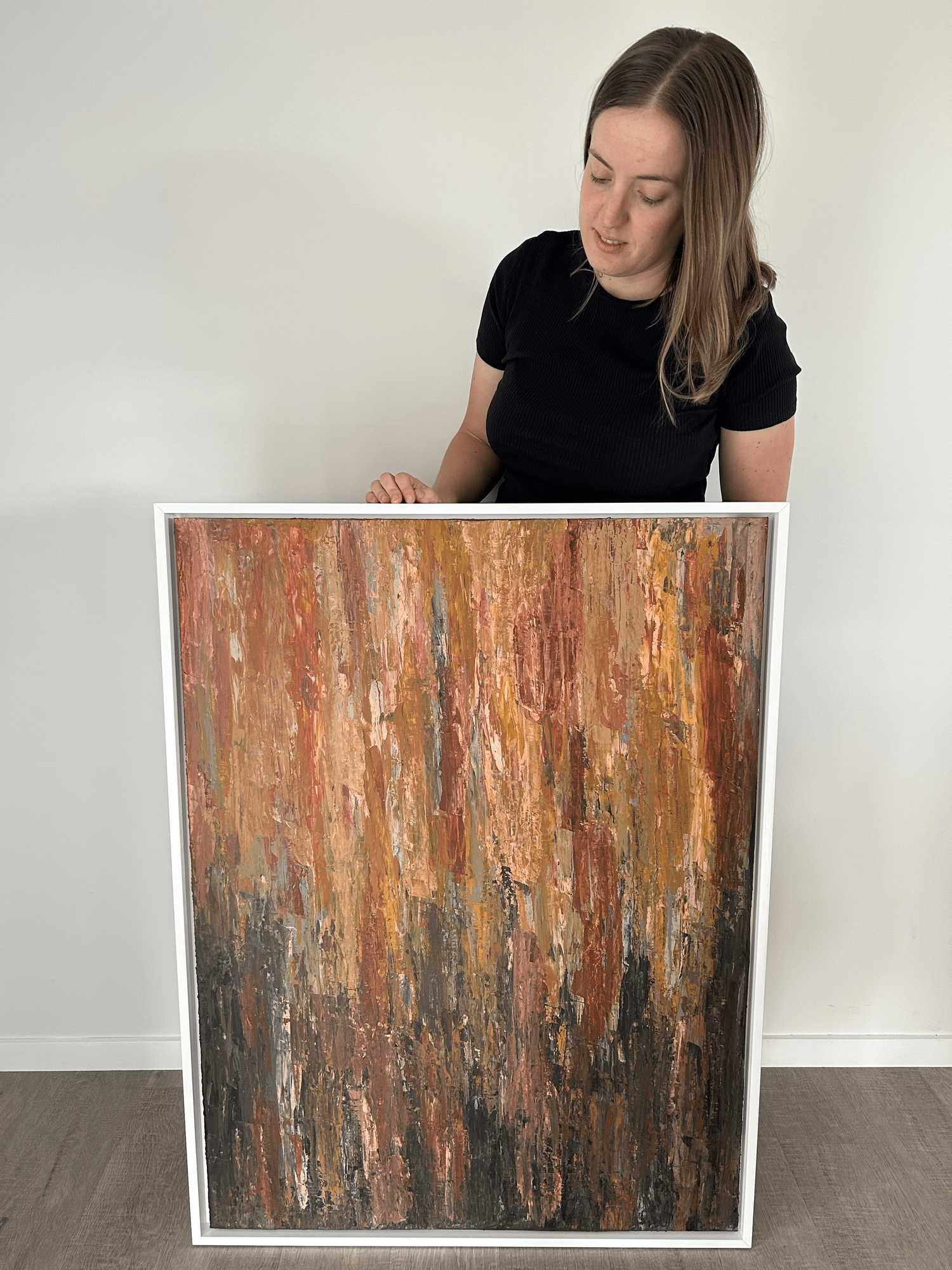autumn, muted palette, abstract, expressionist, large, interior artwork, office art, buy NZ art, New Zealand artist, emerging, affordable
