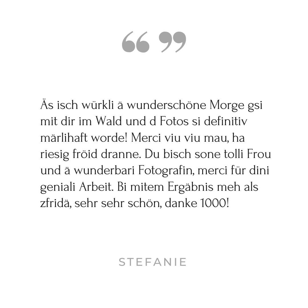 Customer testimonial quote with German text displayed on a light gray background.
