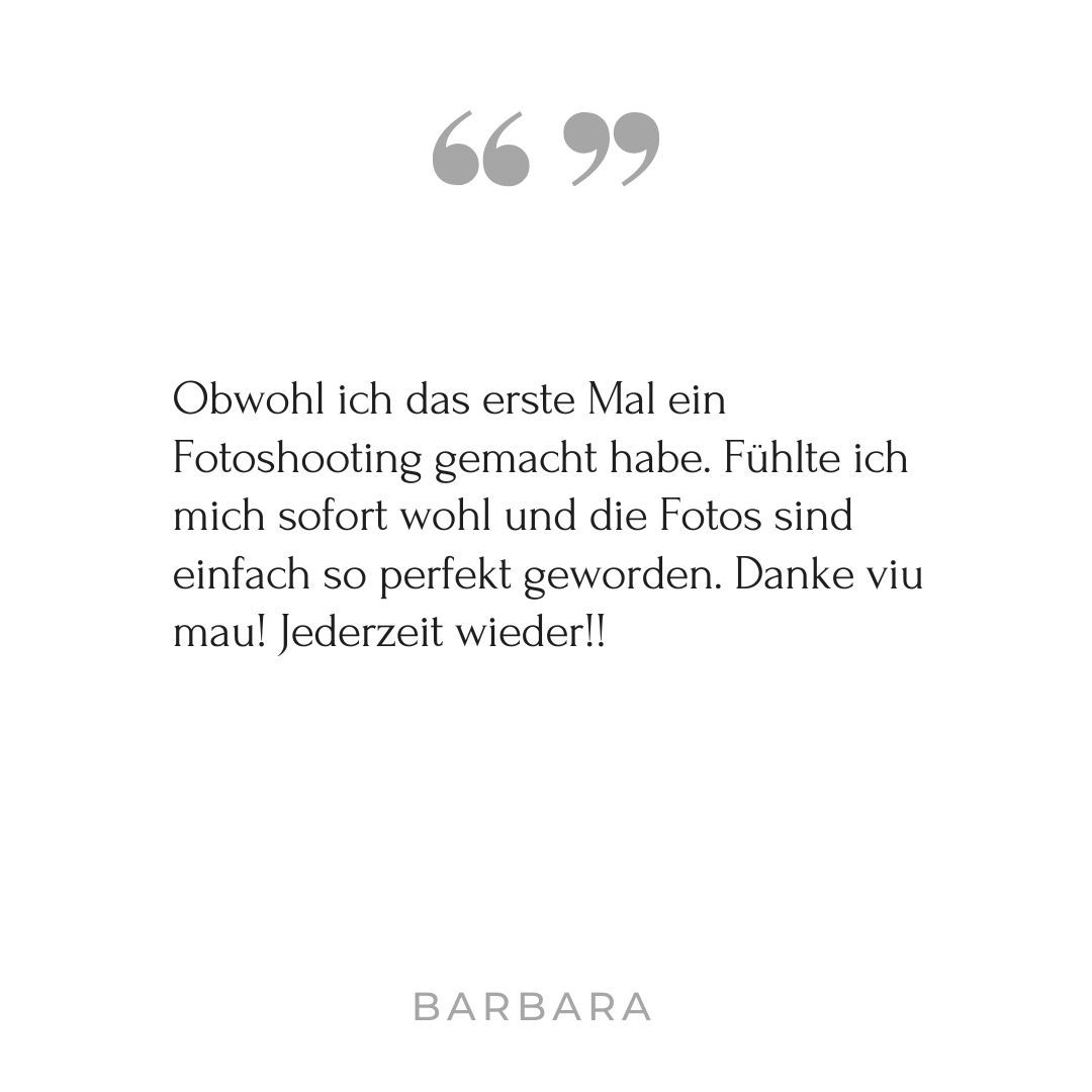 A customer testimonial quote displayed in large gray quotation marks with German text and a name attribution.