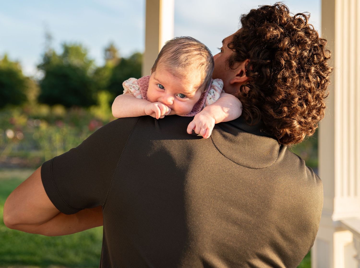Dad Holding infant Salem, OR.