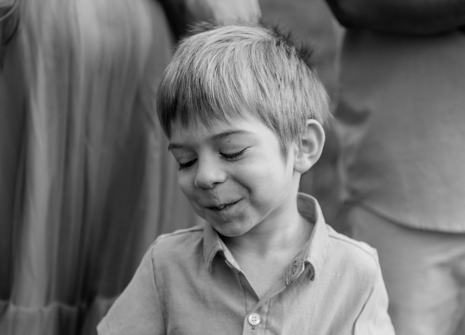 Young boy posing in a black and white image located in salem, OR