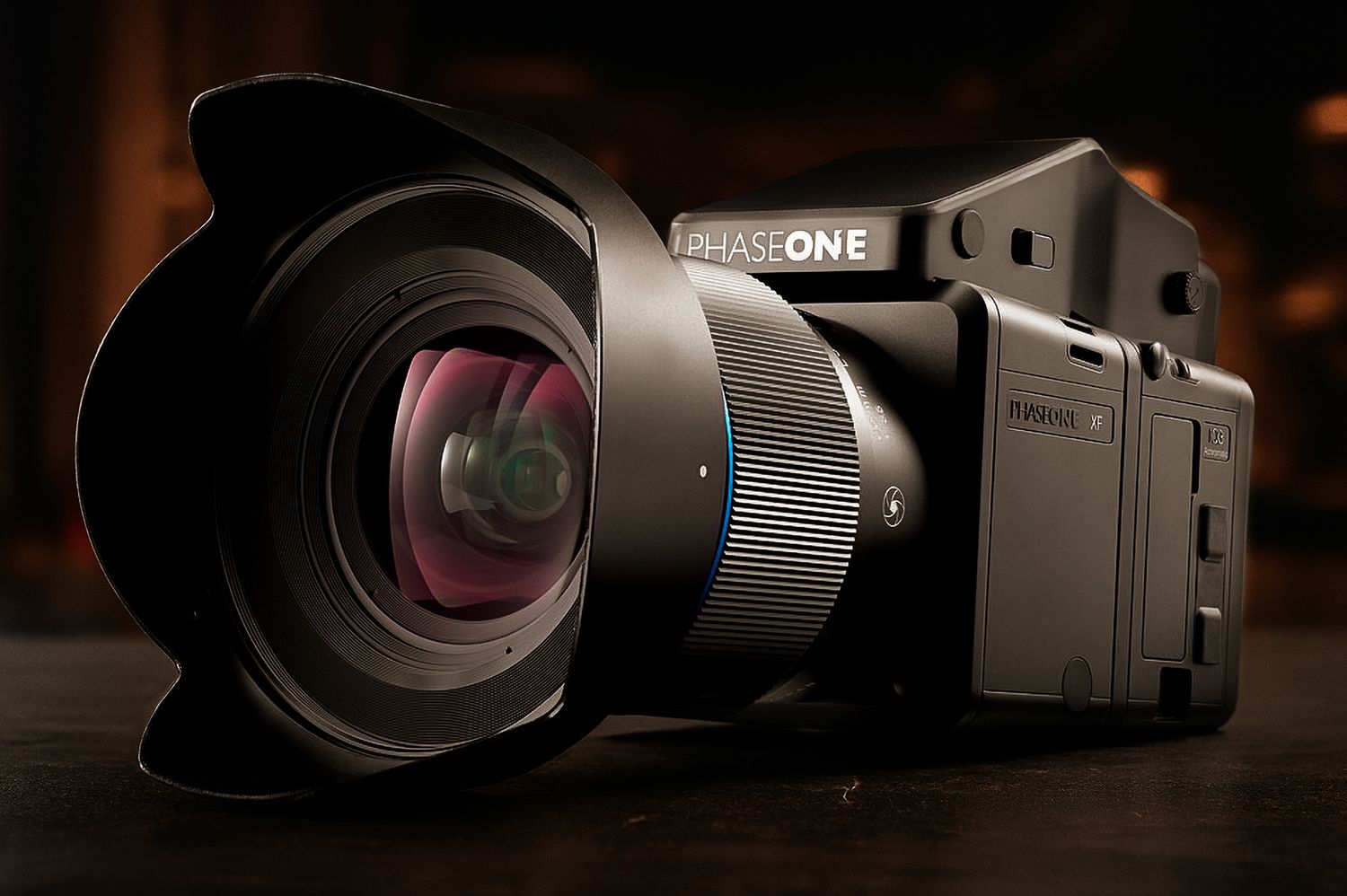 Professional camera lens lineup arranged in dramatic low key lighting against dark background.