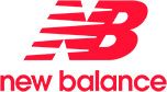 Two red New Balance athletic brand logos with different typographic treatments.