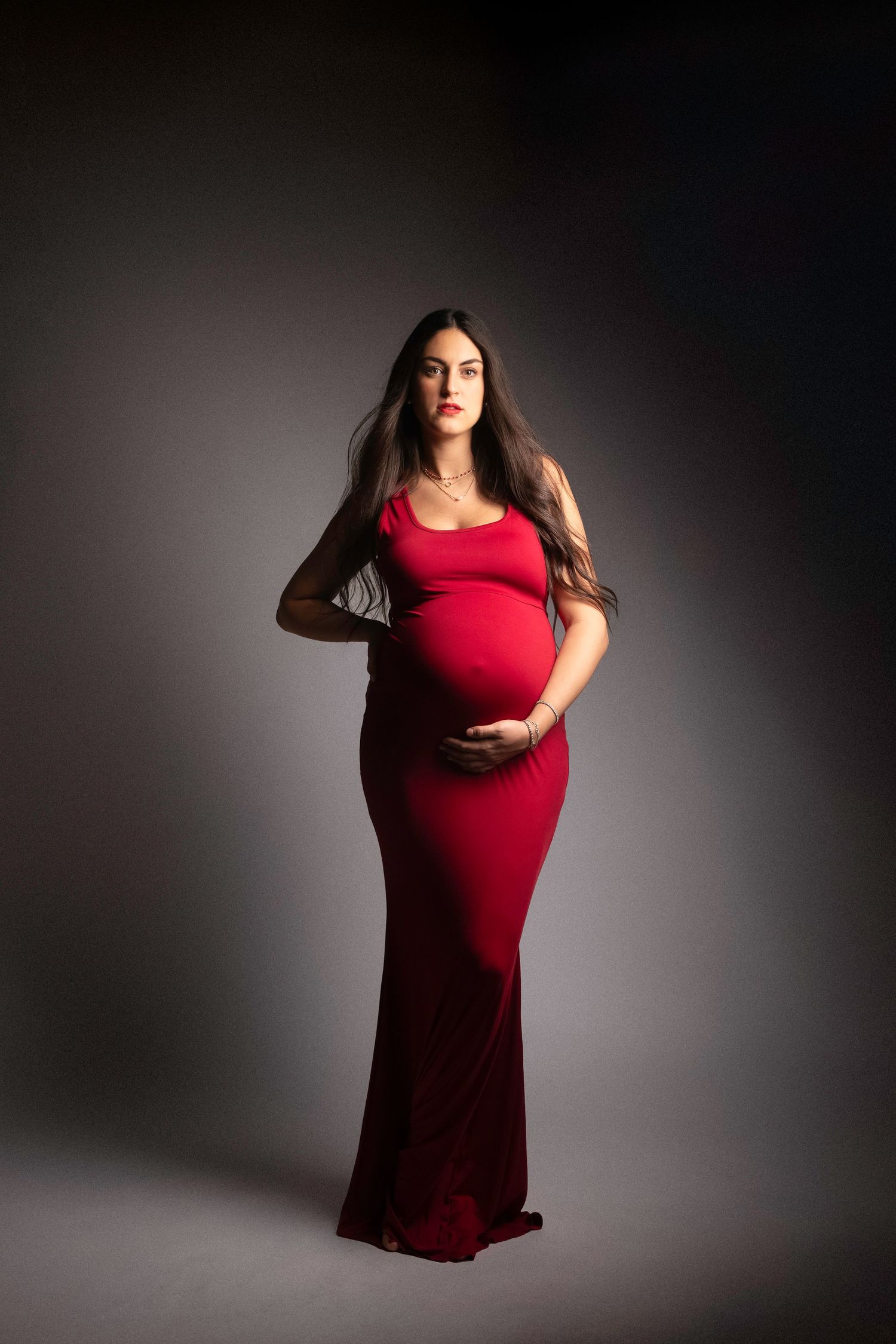 Pregnancy studio portrait photography in Manhattan studio. Outfits are provided.