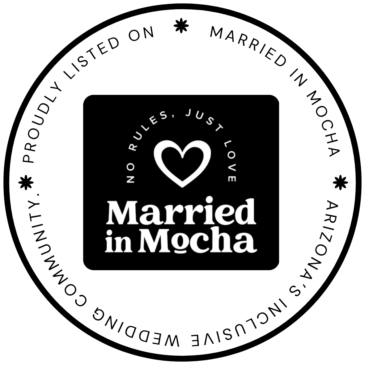Tyler Garlej Photography - Black and white circular logo design for 'Married in Mocha' featuring a heart symbol and text in a modern style.
