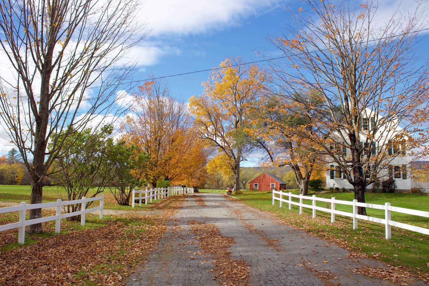 Fall scenery in October on a rural road in Keene, New Hampshire