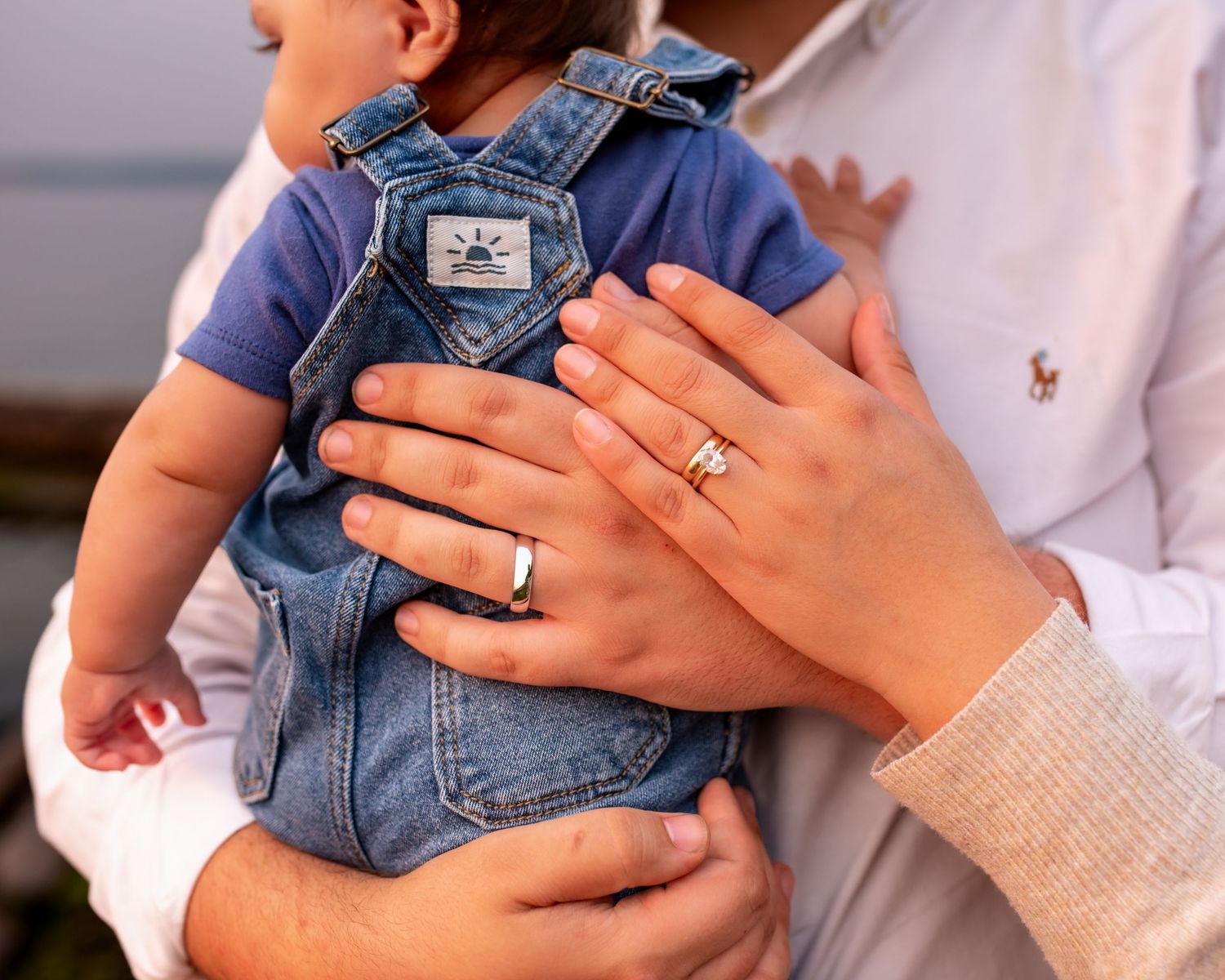 hands, rings, family photo