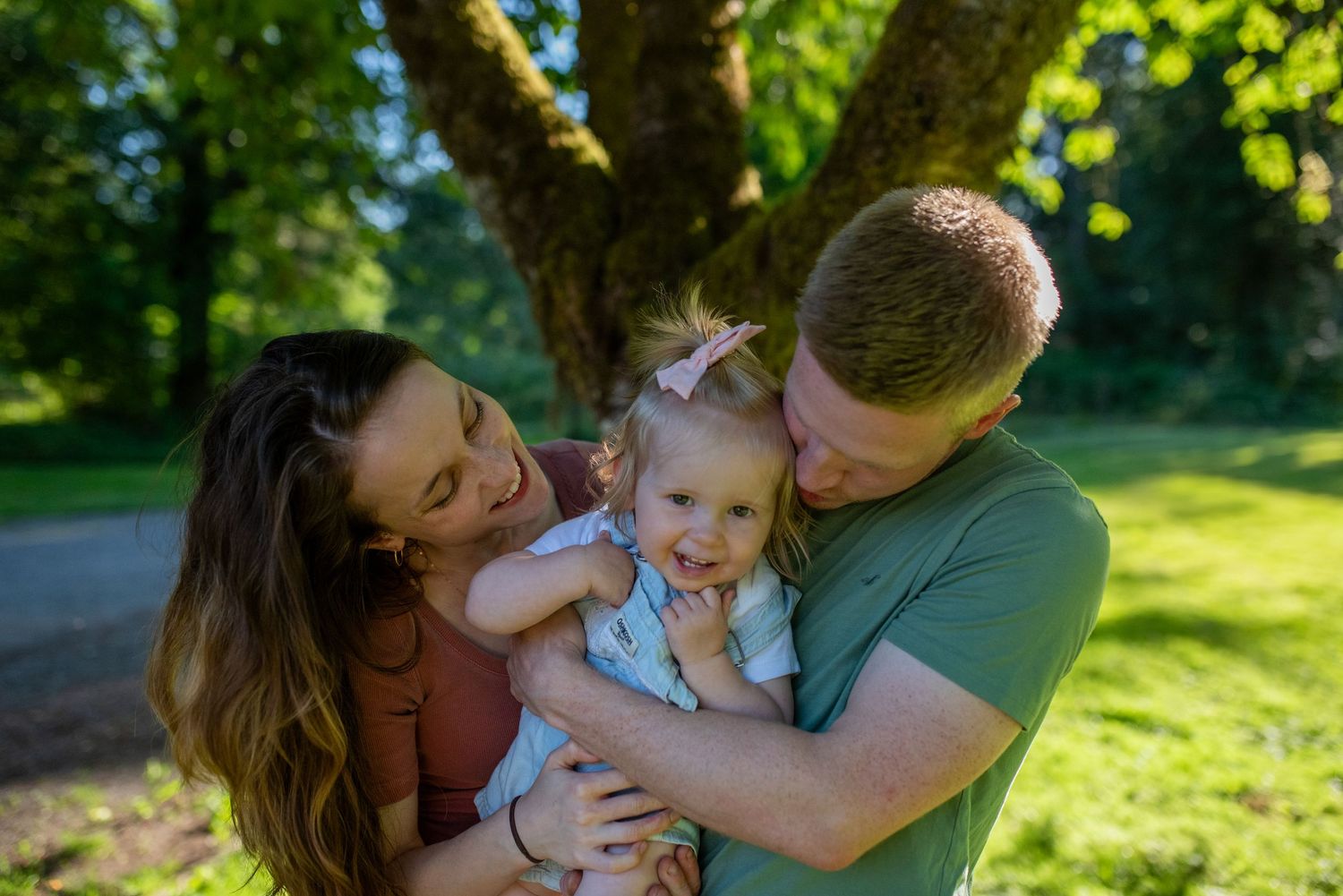 family photo with toddler, mother and father
