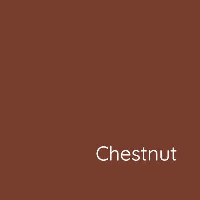 A solid reddish-brown chestnut color swatch with text label against a dark background.