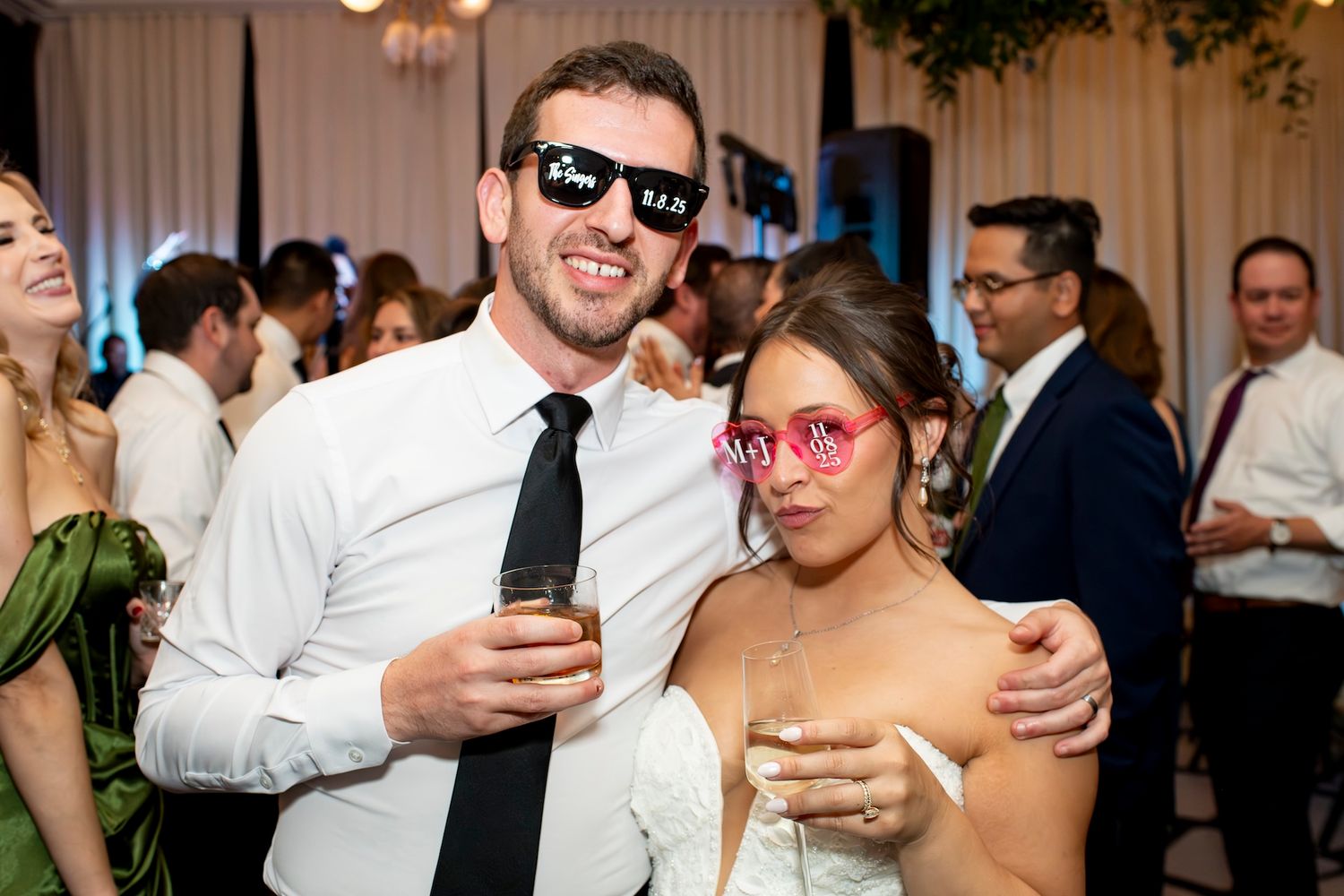 Bride and Groom on the dance floor at their Perry Lane Hotel wedding reception in Savannah GA