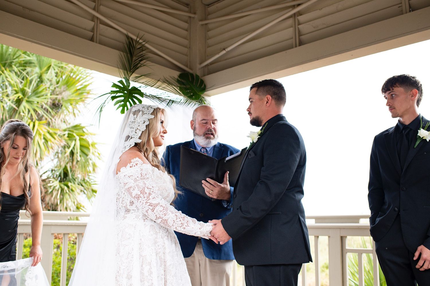 Shipyard Beach Club wedding on the deck overlooking the beach on Hilton Head Island.