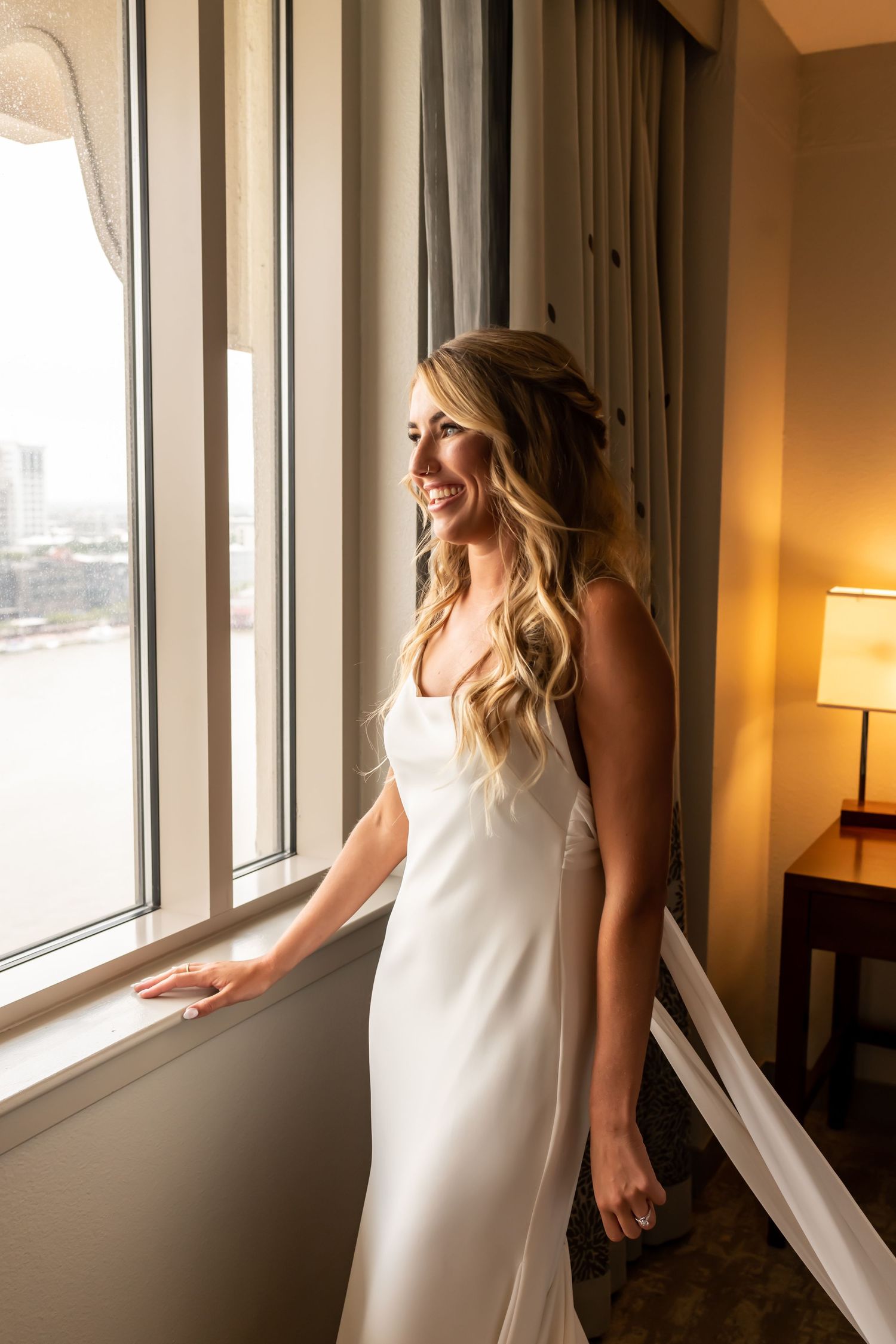 Bride getting ready The Westin Savannah Harbor in Savannah, Georgia.