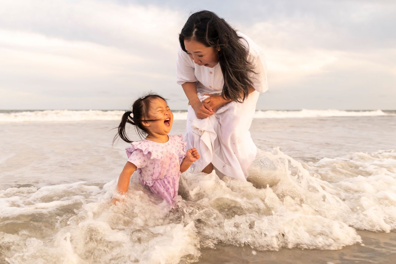 Little girl playing in the waves on Hilton Head Island.