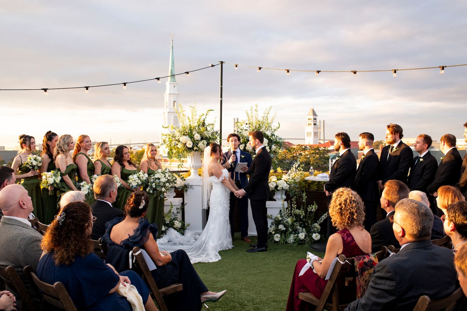 Perry Lane Hotel rooftop wedding ceremony in Savannah GA