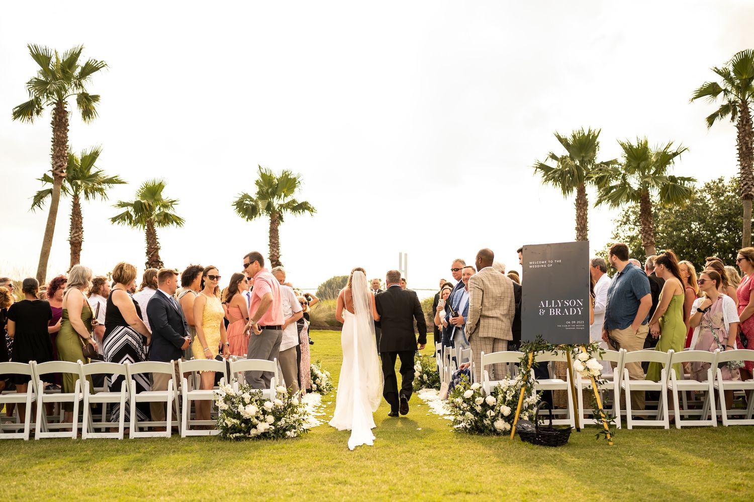 Outdoor wedding ceremony on the Club Lawn at Westin Savannah Harbor.