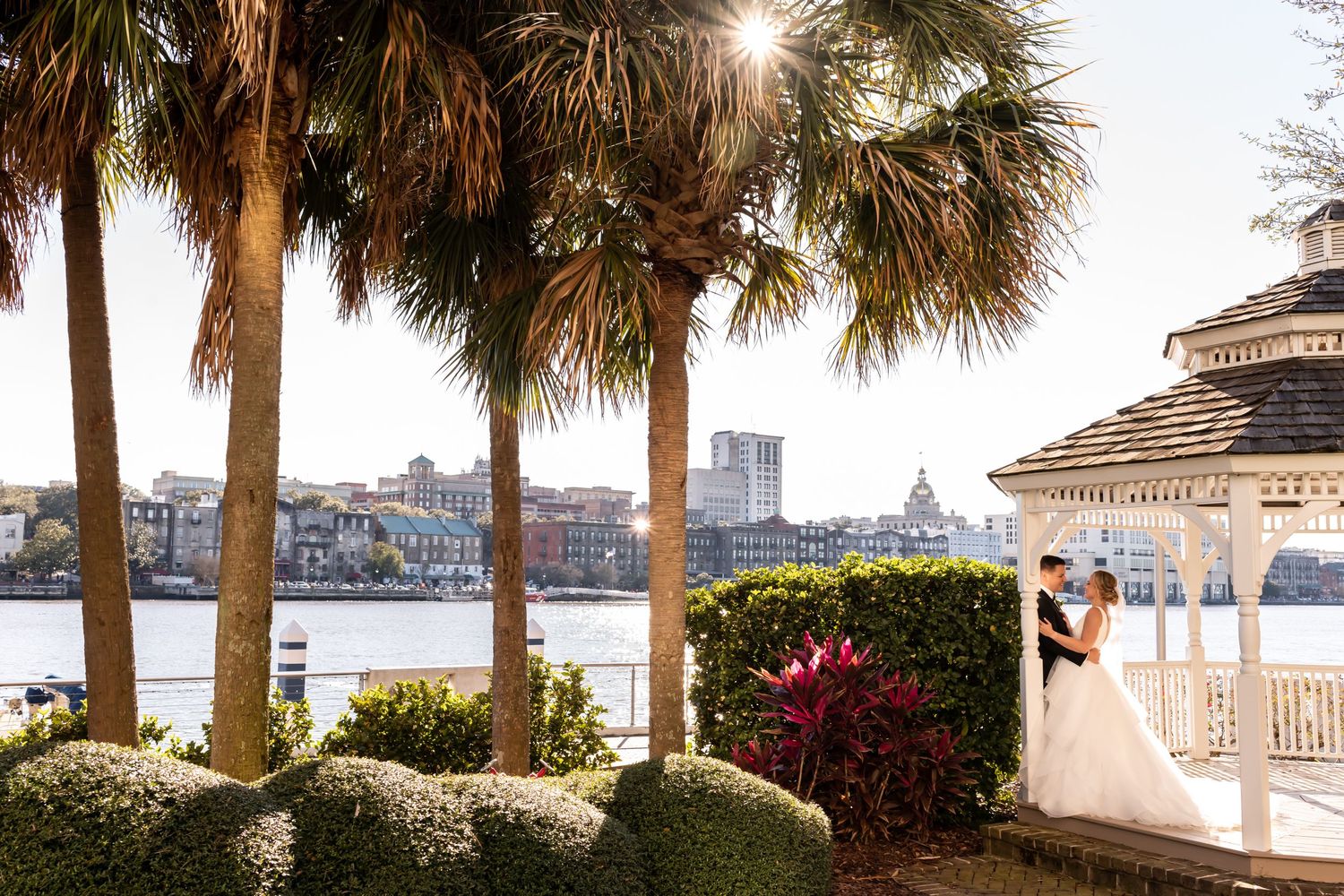 Bride and Groom portraits at The Westin Savannah Harbor in Savannah, Georgia.