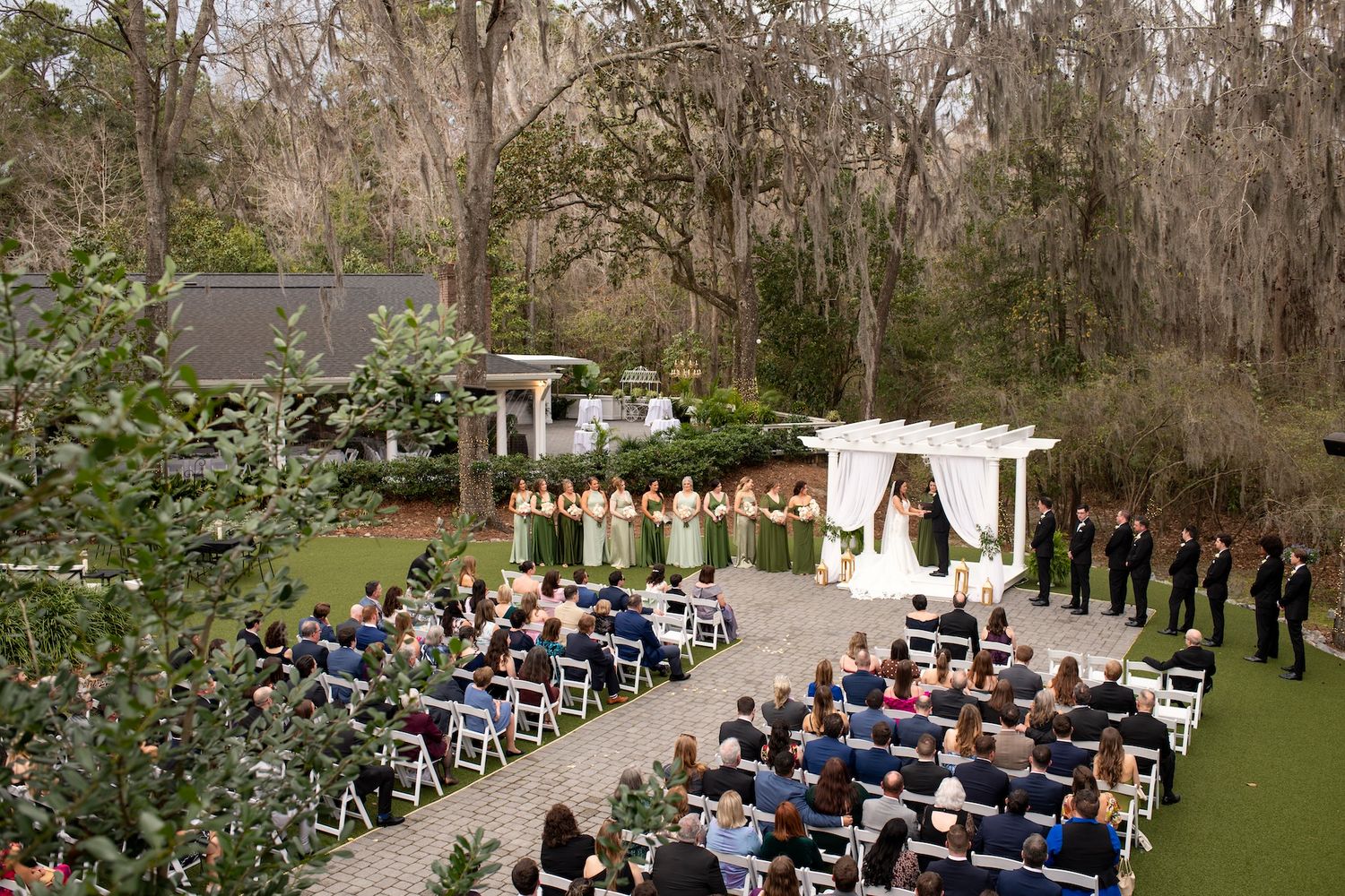 Garden ceremony at The Mackey House wedding venue in Savannah, Georgia.