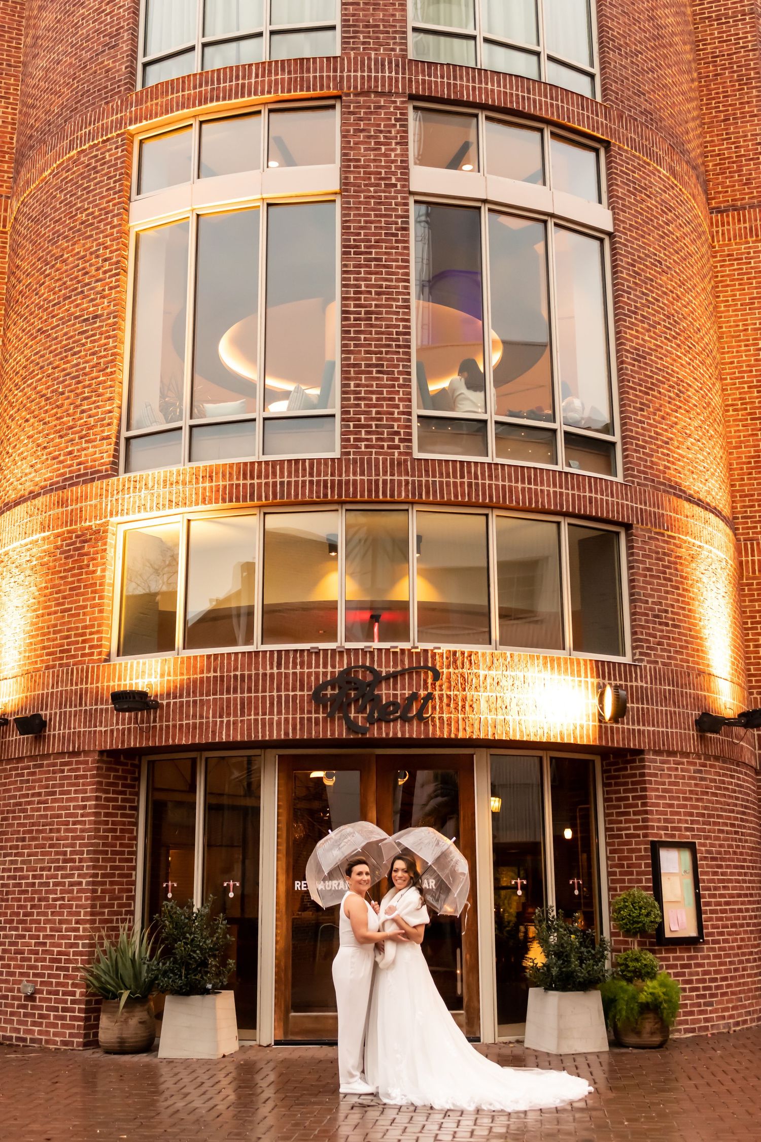Wedding portrait in front of Rhett at The Alida Hotel in Savannah, Georgia.