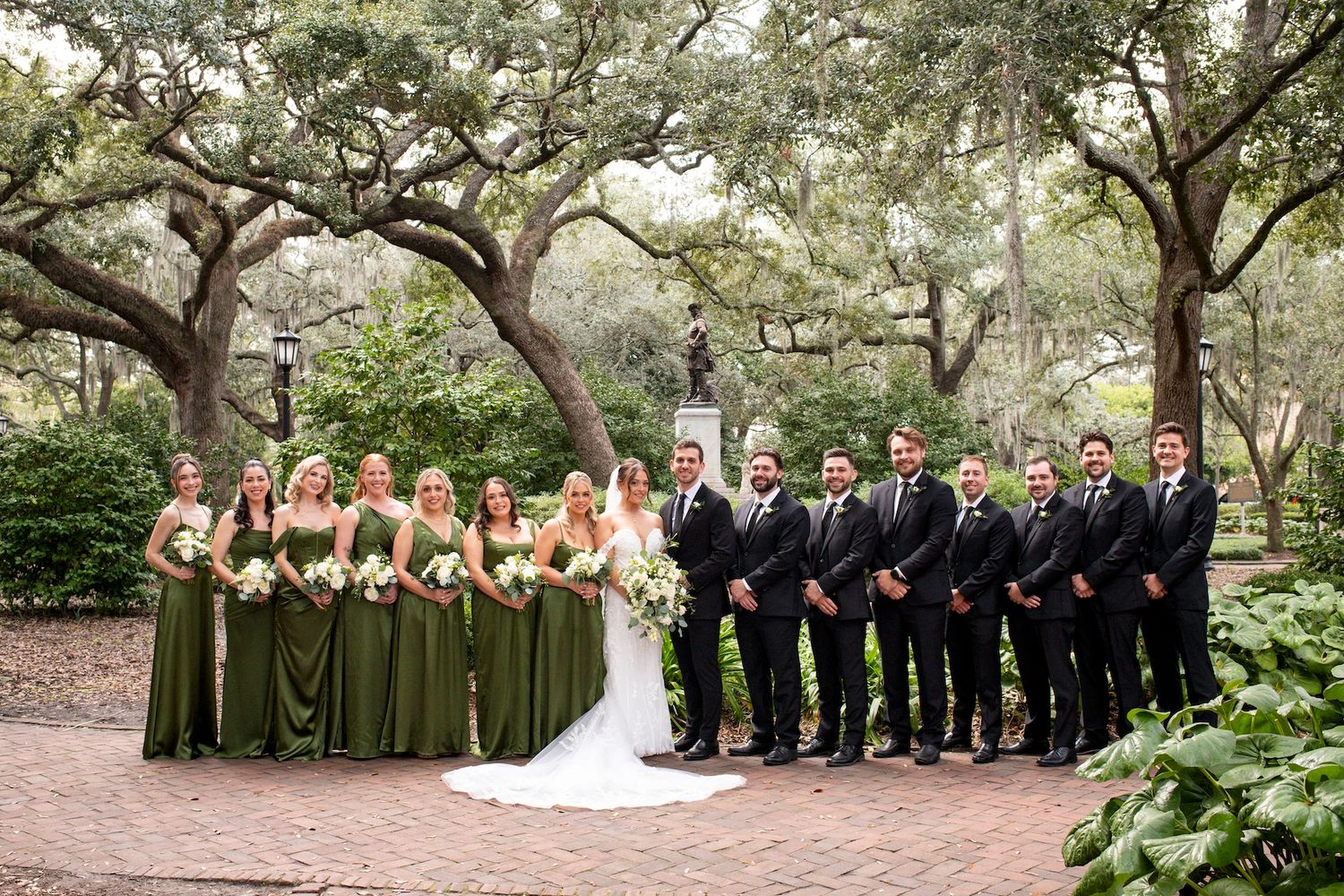 Bridesmaids and groomsmen portraits at Chippewa Squares