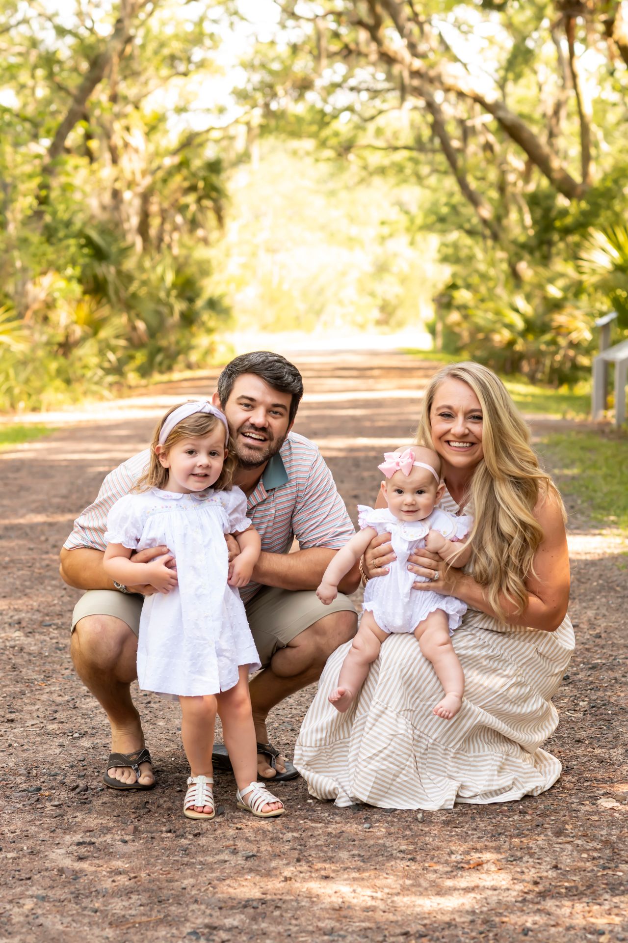 Family portraits in shaded trees at Pinckney Island Hilton Head.