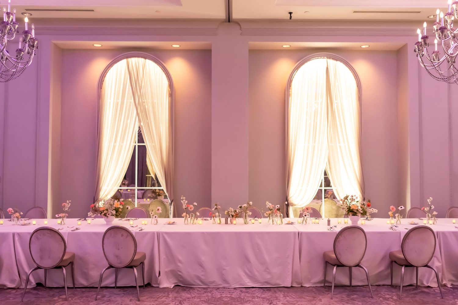 JW Marriott Plant Riverside wedding reception in ballroom.