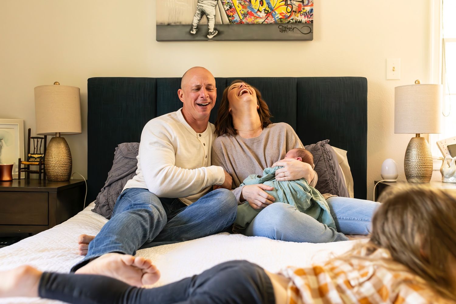 A collection of candid lifestyle images showing people relaxing and lounging on a sofa in a cozy living room setting.