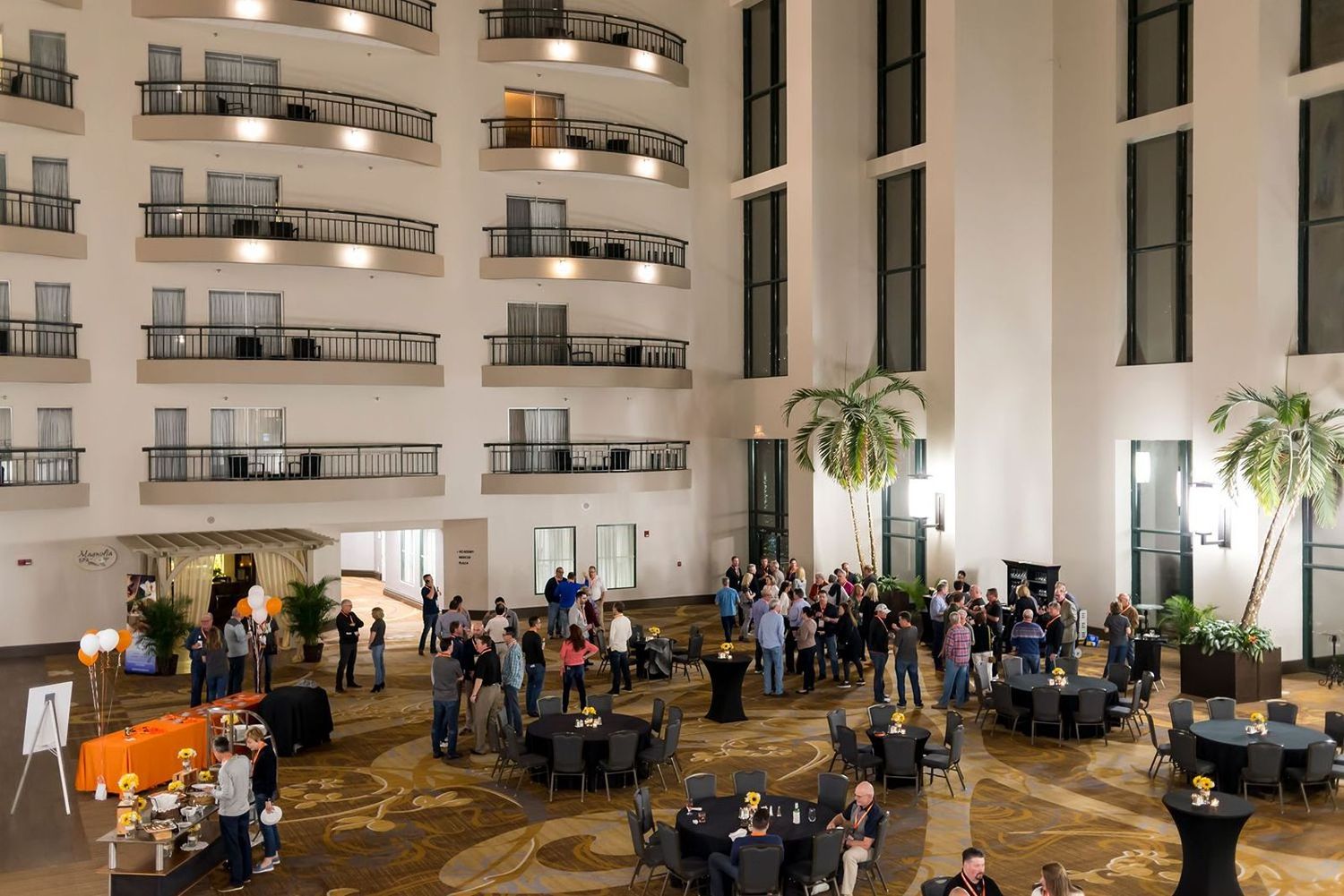 Outdoor evening corporate event reception at Savannah venue