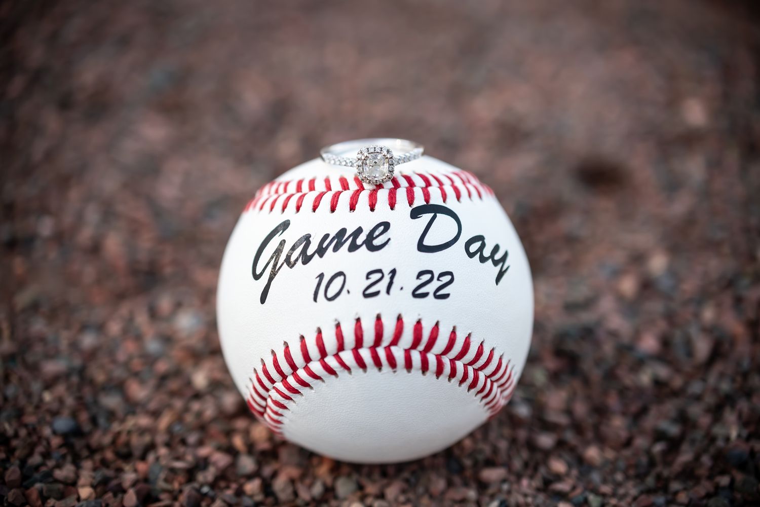 Close-up of a white baseball with 