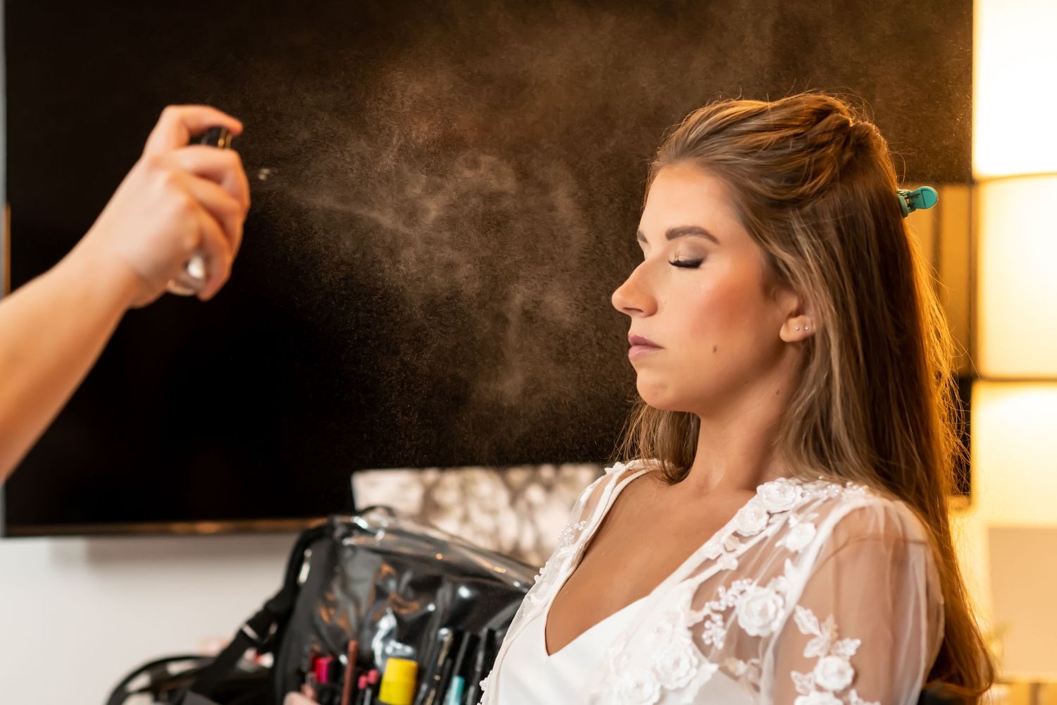 Bride getting ready at the JW Marriott Plant Riverside in Savannah, Georgia.