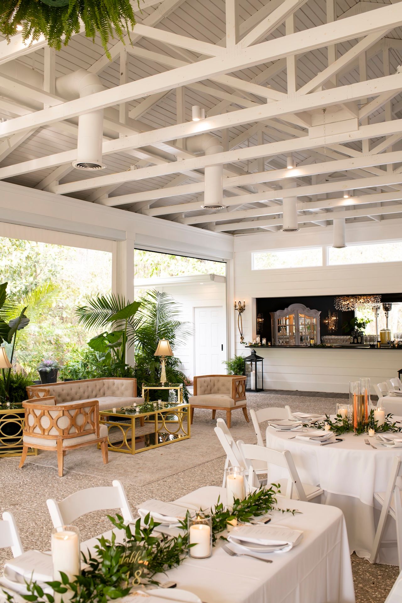 Wedding reception inside The Mackey House Pavilion in Savannah, Georgia.