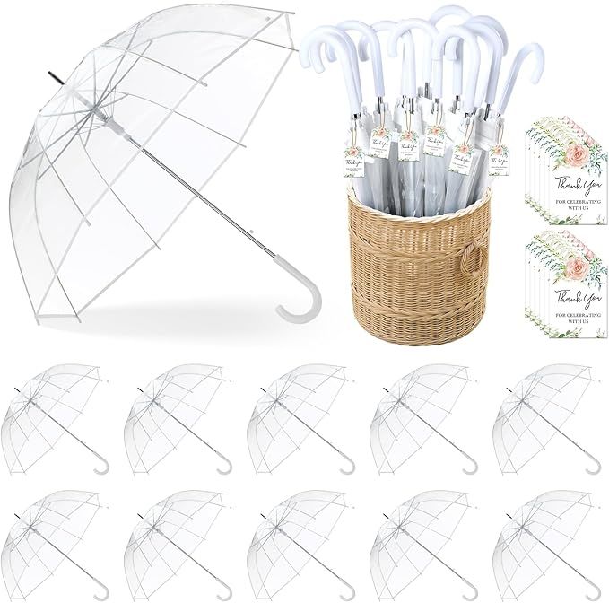Seamless pattern of umbrellas and rain motifs in muted blue and gray sketch style with woven baskets and floral elements.