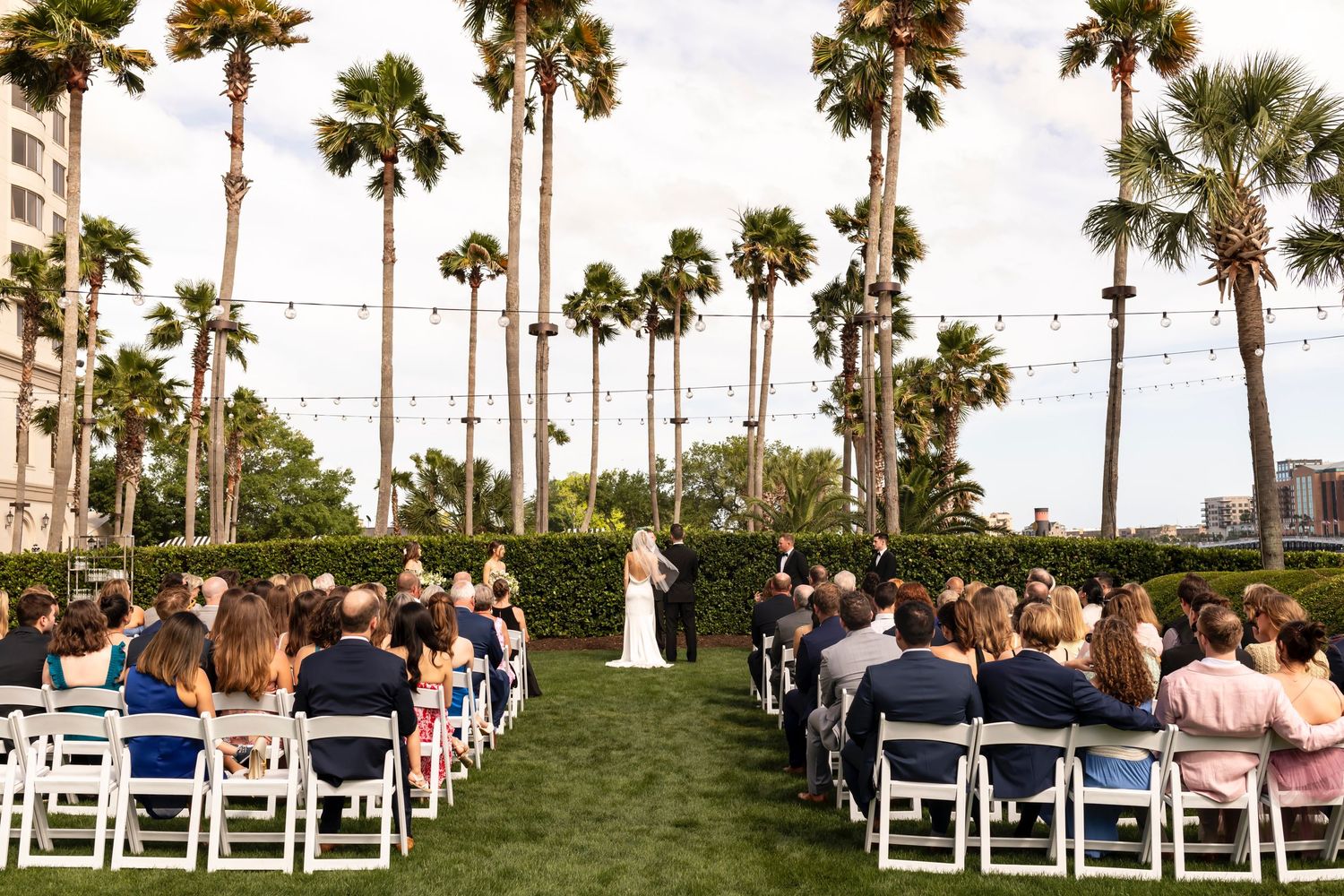 The Westin Savannah Harbor waterfront wedding ceremony in Savannah, Georgia.
