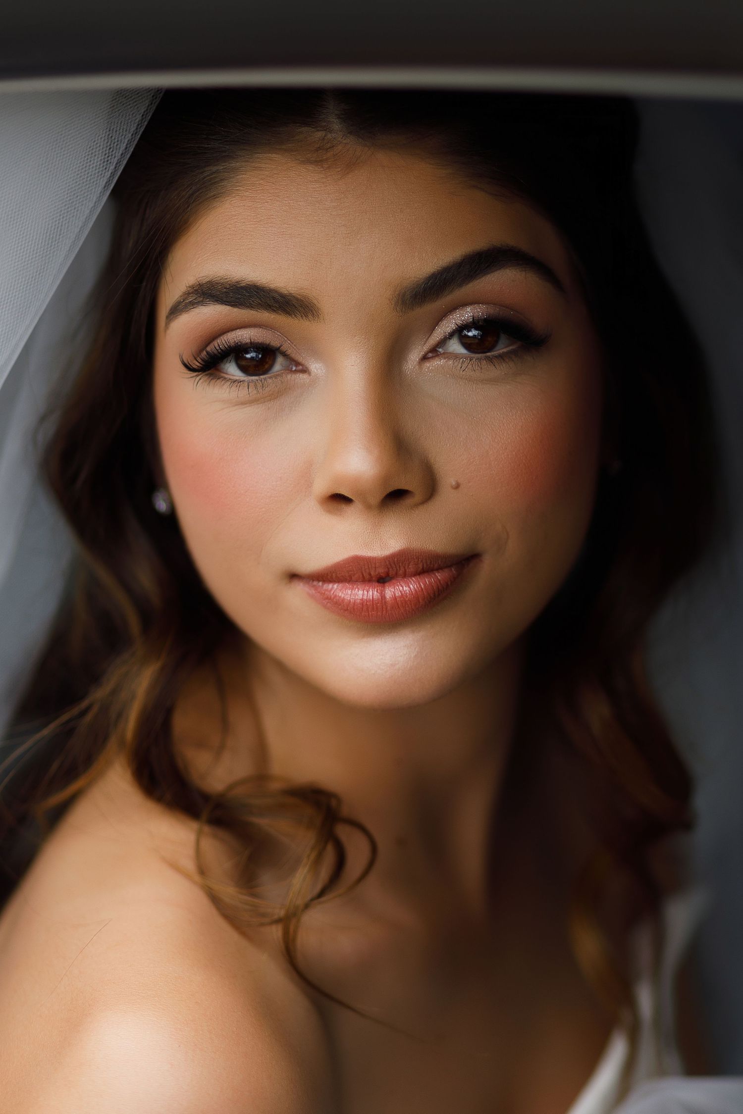 Dramatic beauty portrait with professional makeup and soft lighting.