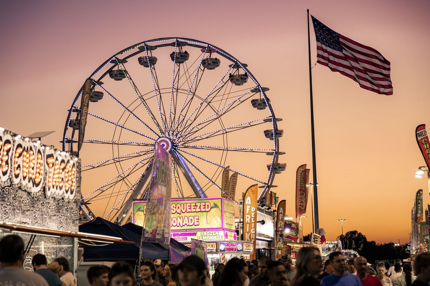 Warm mood sunset landscape photo at the Tulsa state fair.