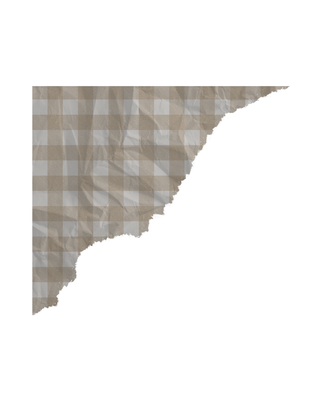A sequence of brown and white gingham pattern cutouts arranged in descending size order.