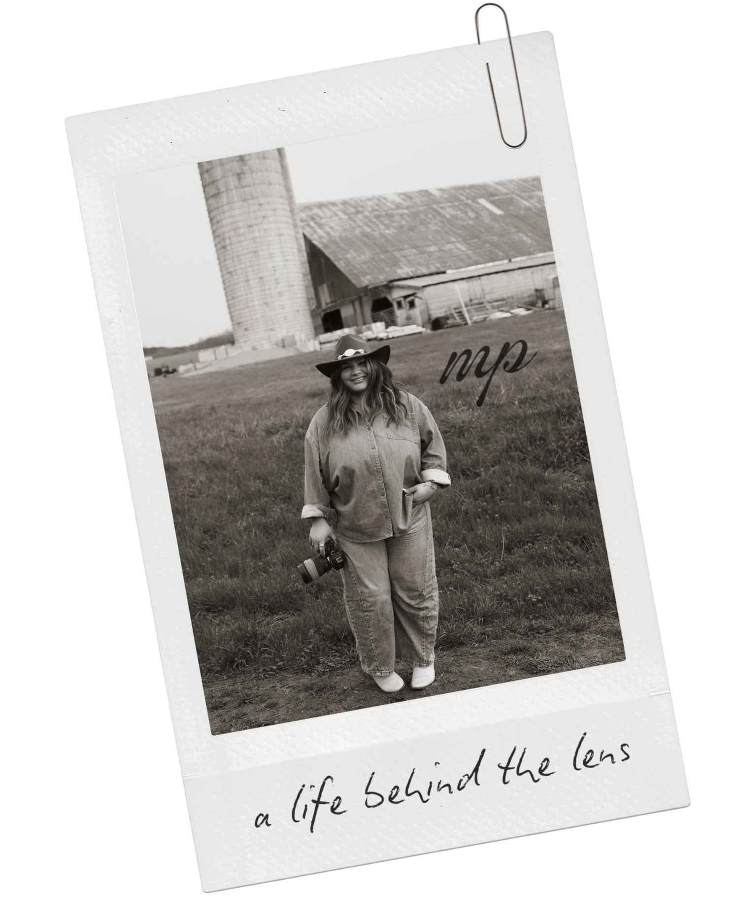 Three vintage black and white photographs show someone in light-colored clothing photographing with an old camera outdoors.