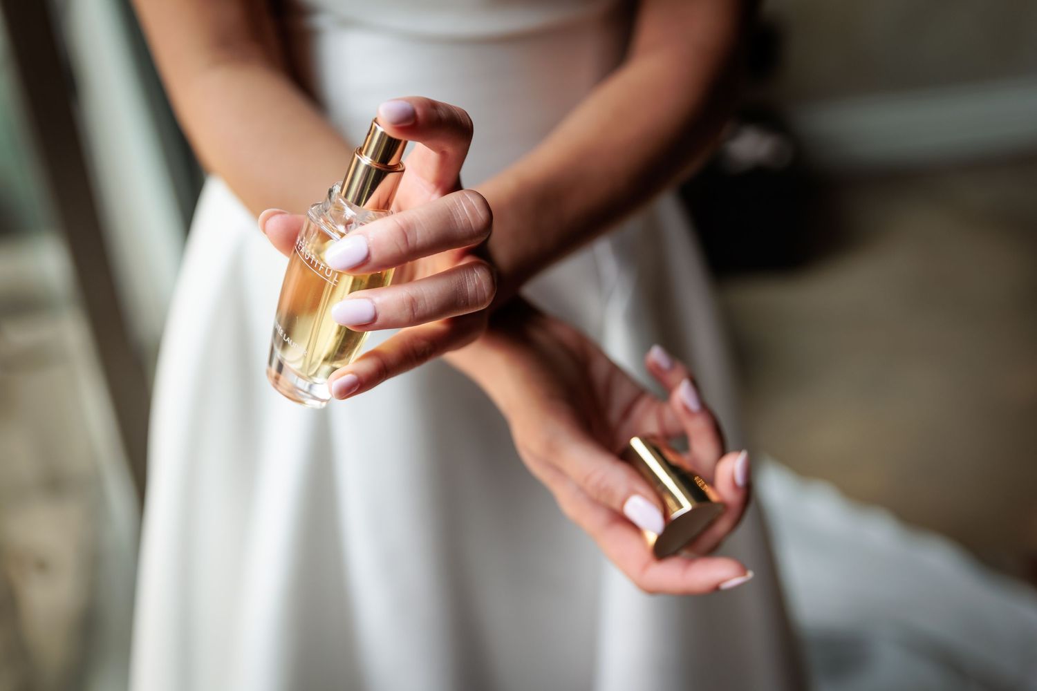 Hands wearing wedding rings shown in close-up detail shots during a wedding ceremony.