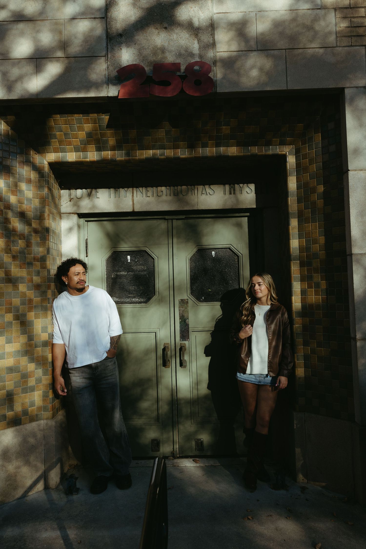 Series of photos showing shadows and movement near industrial double doors.