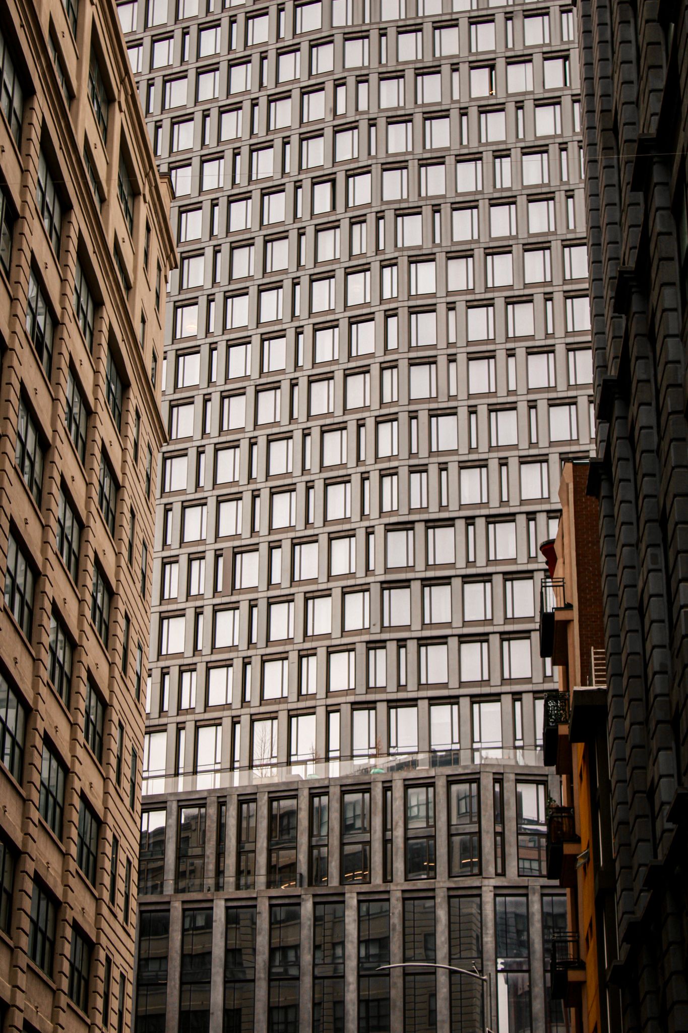 Architectural perspective of skyscrapers in the Financial District, Manhattan, New York City