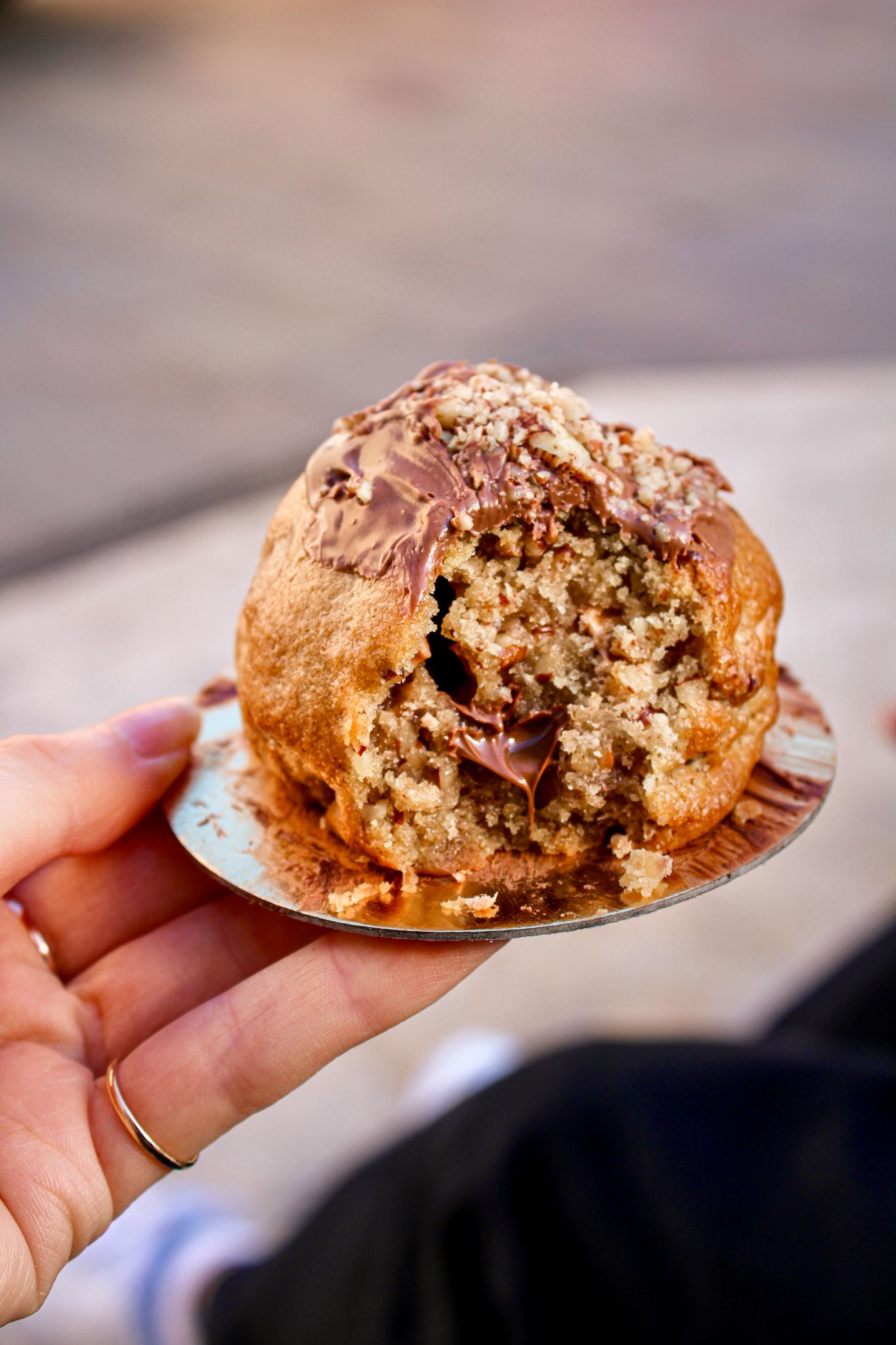 Chocolate lava cookie with a molten center photographed in Budapest