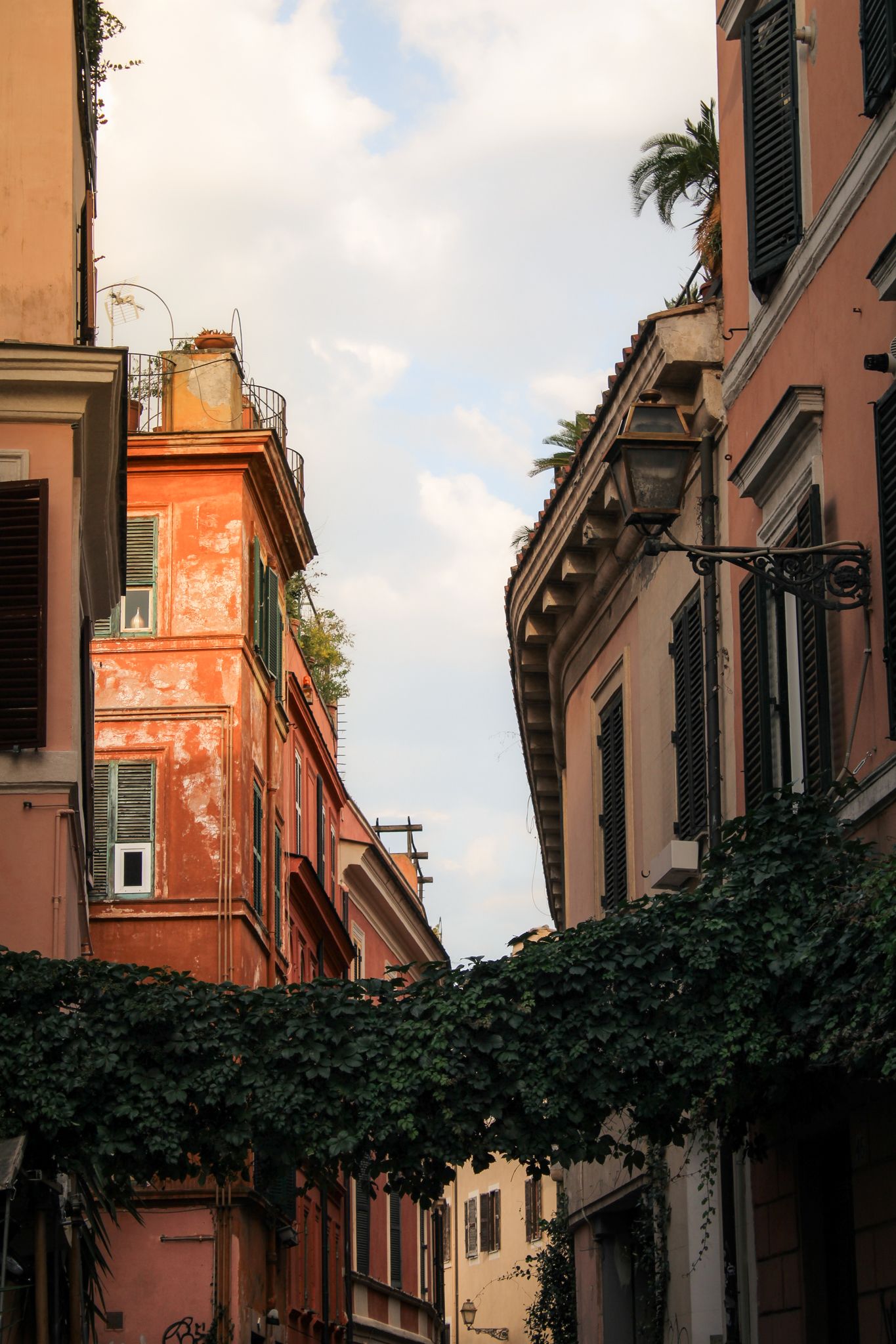 Colorful street in the Trastevere neighborhood of Rome, Italy
