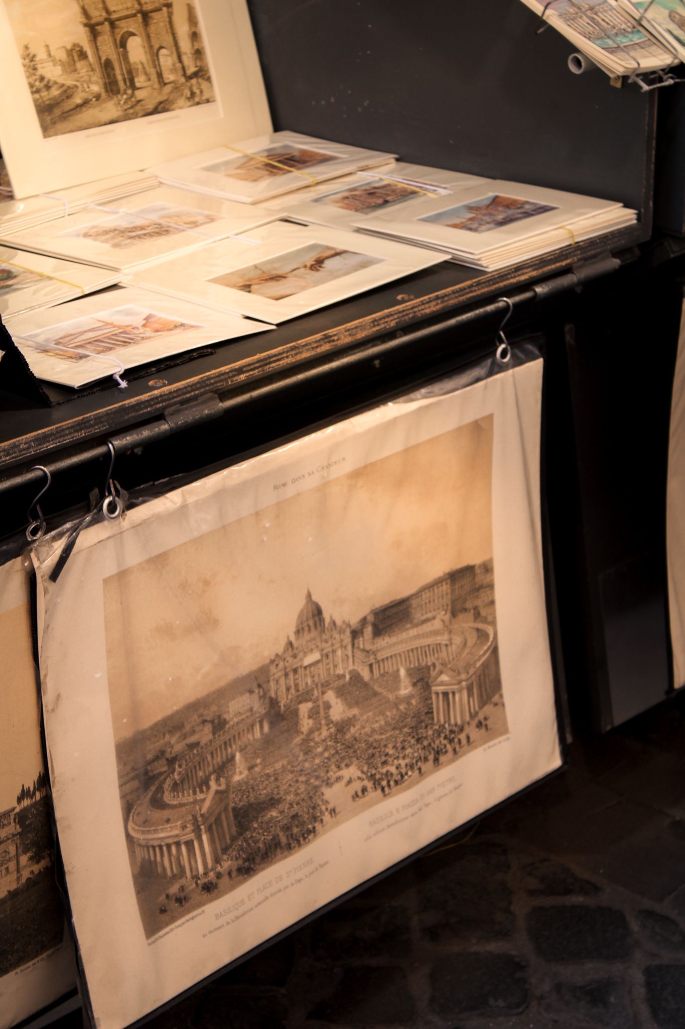 Vintage photographs for sale near St. Peter's Square in Vatican City, Rome