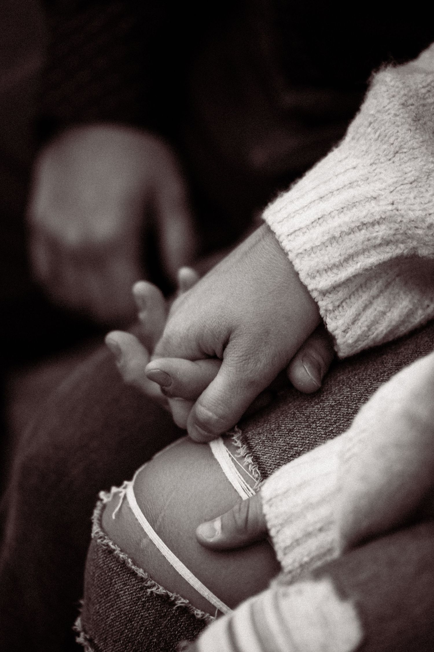 Close-up black and white sequence showing hands gently touching and caressing.